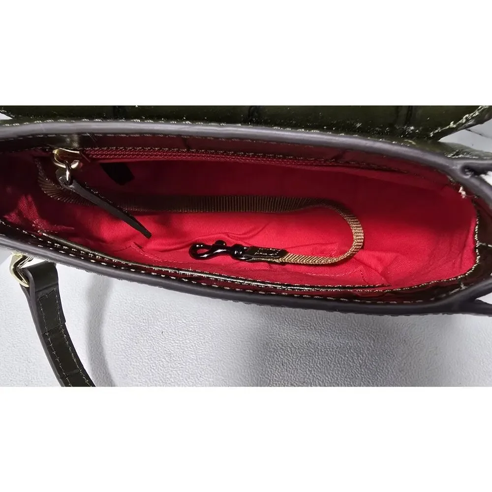 DOONEY & BOURKE Denison SADDLE FLAP Leather Crossbody Olive Green $358